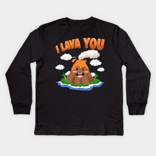 Funny I Lava You Volcano Valentine's Day Pun Kids Long Sleeve T-Shirt